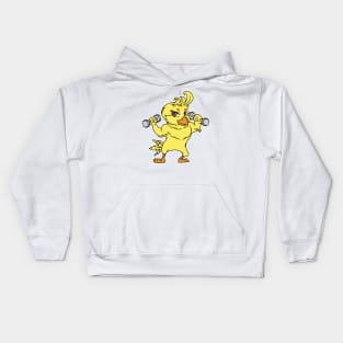 GYM CHICKEN CARTOON Kids Hoodie